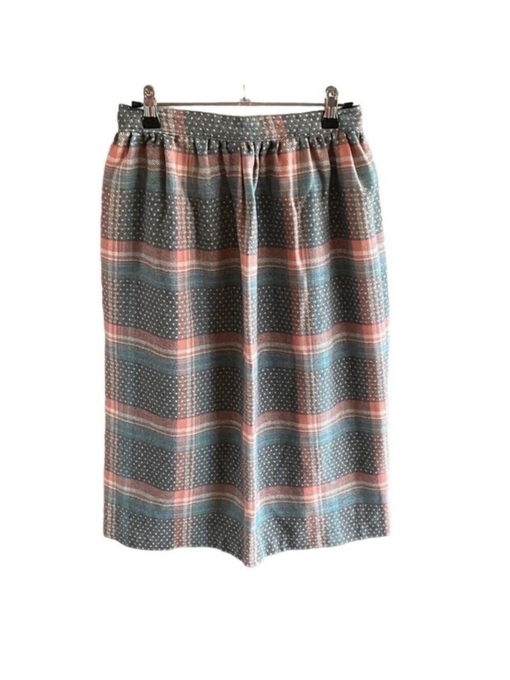 Diamond Lil 80s Vintage Plaid Wool Skirt, Women's 10